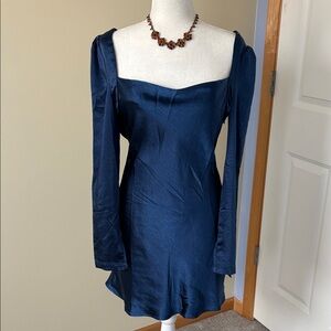 Lulu's Midnight Blue Long Sleeve Dress NWT